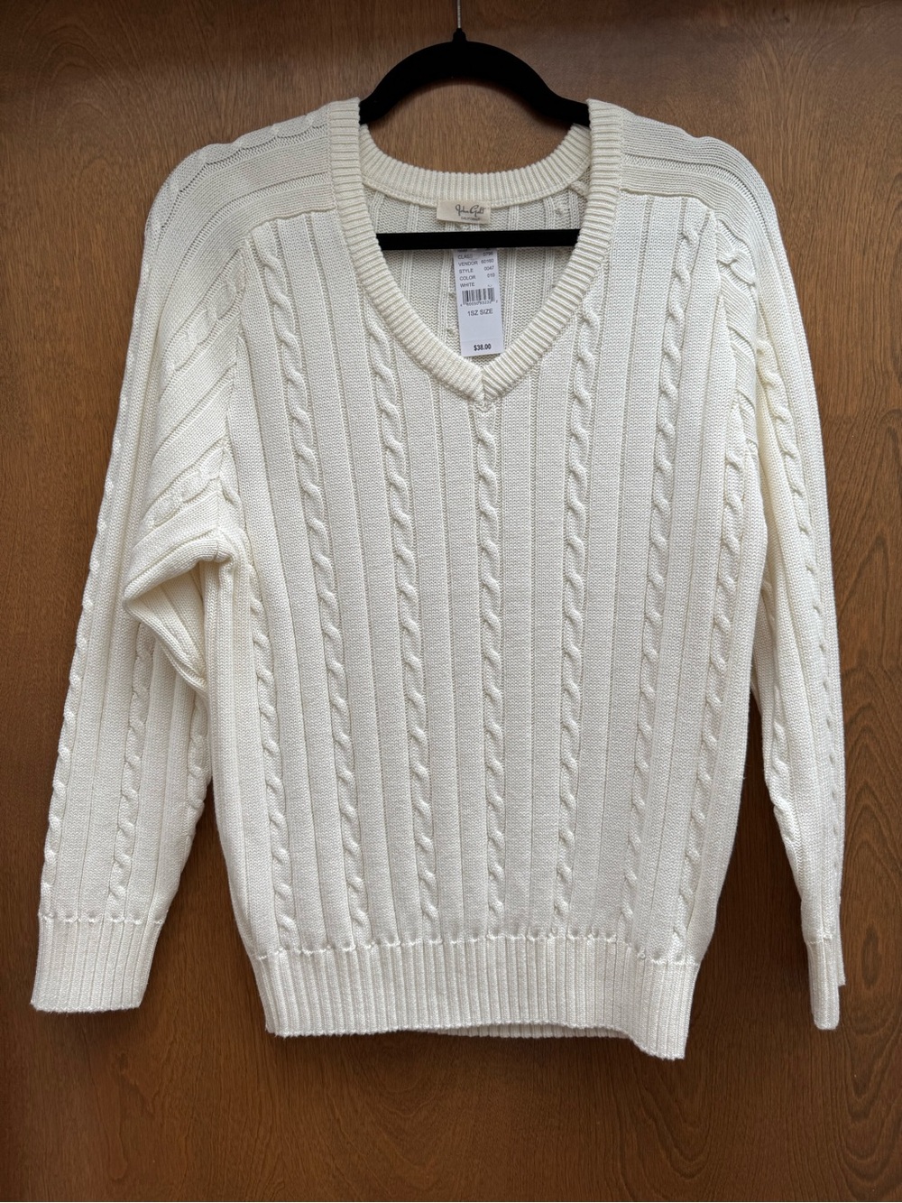 Brandy Melville Cable Knit V-Neck Sweater in Cream